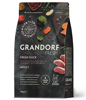 GRANDORF Fresh 0,4кг Cat ADULT Duck&Sweet Potato (утка с бататом для кошек) 