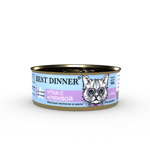 Консервы  Best Dinner Urinary Exclusive Vet Profi Утка с клюквой д/кошек 100г (7561) Консервы  Best Dinner Urinary Exclusive Vet Profi Утка с клюквой д/кошек 100г (7561)