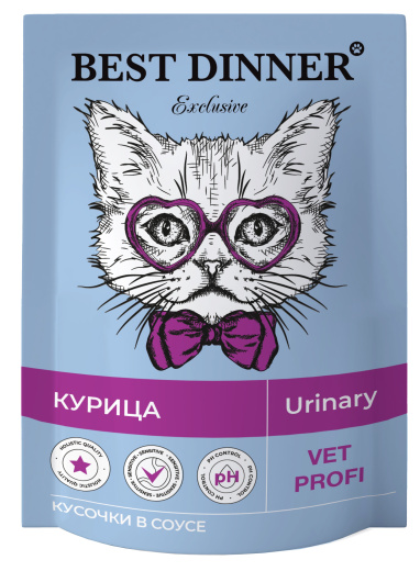 Паучи Best Dinner Exclusive Vet Profi Urinary кусочки в cоусе с курицей 85 г (7447)