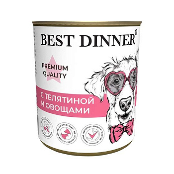 Консервы Best Dinner Premium Quality Меню №4 С телятиной и овощами д /соб и щенк с 6 мес 340г(7609)