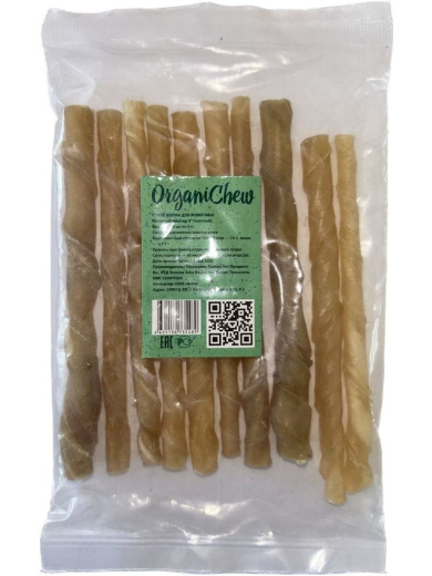 ORGANIC CHEW: КОЖАННЫЙ ТВИСТЕР 5 - толстый  (9гр*10 шт) ORGANIC CHEW: КОЖАННЫЙ ТВИСТЕР 5 - толстый  (9гр*10 шт)