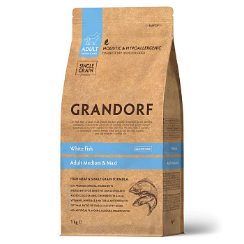 GRANDORF  1кг White Fish MED&MAXI (белая рыба для собак средних и крупных пород)