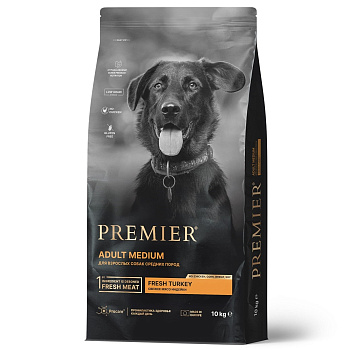 Premier Dog 10кг Turkey Adult Medium (свежее мясо индейки для собак средних пород) 