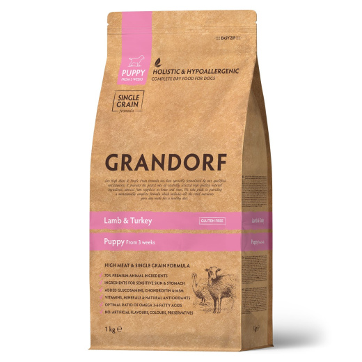 GRANDORF  1кг Lamb&Turkey Puppy (ягнёнок с индейкой для щенков) GRANDORF  1кг Lamb&Turkey Puppy (ягнёнок с индейкой для щенков)