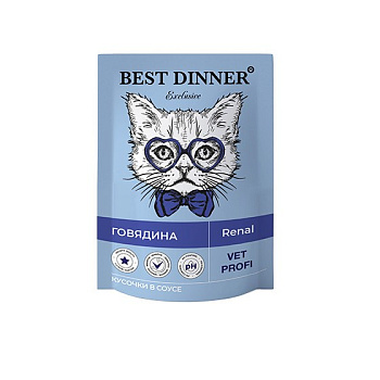 Паучи Best Dinner Exclusive Vet Profi Renal кусочки в cоусе с говядиной 85 г (7445)