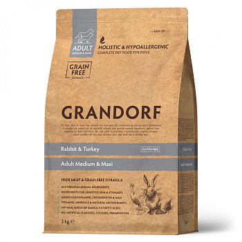 GRANDORF  3кг Rabbit&Turkey MED&MAXI (кролик с индейкой для собак средних и крупных пород) 