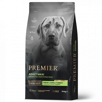 Premier Dog 10кг Lamb&Turkey Adult Maxi (свежее мясо ягненка с индейкой для собак крупных пород) 