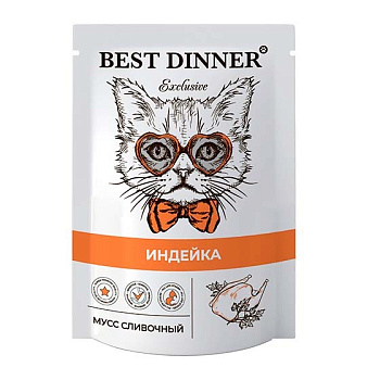 Паучи Best Dinner Мусс сливочный "Индейка" д/кошек и котят с 1 мес (7430)