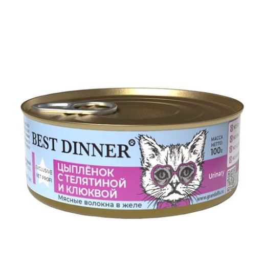Консервы  Best Dinner Urinary Exclusive Vet Profi Цыпленок с телятиной и клюквой д/кошек 100г (7562) Консервы  Best Dinner Urinary Exclusive Vet Profi Цыпленок с телятиной и клюквой д/кошек 100г (7562)