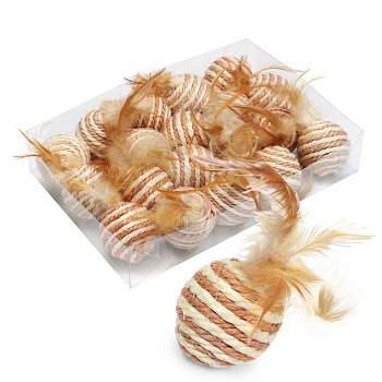 Игрушка д/к Шарик лофт сизаль с пером 5 см PerseiLine уп.15шт ИК-123 Игрушка д/к Шарик лофт сизаль с пером 5 см PerseiLine уп.15шт ИК-123