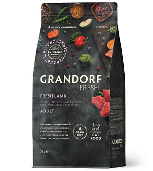 GRANDORF Fresh 2кг Cat ADULT Lamb&Sweet Potato (ягненок с бататом для кошек) 
