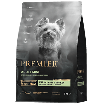Premier Dog  3кг Lamb&Turkey Adult Mini (свежее мясо ягненка с индейкой для собак мелких пород) 