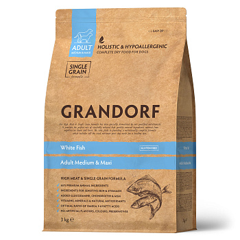GRANDORF  3кг White Fish MED&MAXI (белая рыба для собак средних и крупных пород)