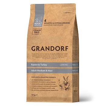 GRANDORF 10кг Rabbit&Turkey MED&MAXI (кролик с индейкой для собак средних и крупных пород) 