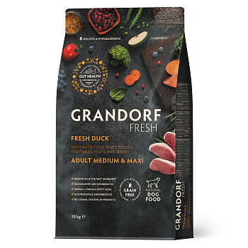 GRANDORF Fresh 10кг Dog Adult MED&MAXI Duck& Potato (утка с бататом д/собак средних и крупных пород)