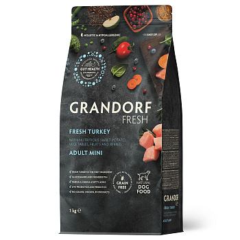 GRANDORF Fresh  1кг Dog Adult Mini Turkey&Potato (индейка с бататом для собак мелких пород)