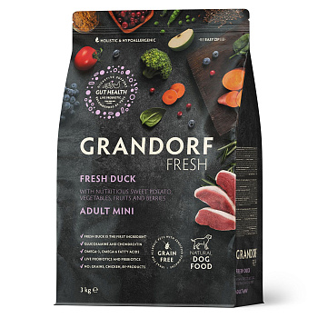 GRANDORF Fresh  3кг Dog Adult MINI Duck&Potato (утка с бататом для собак мелких пород) 