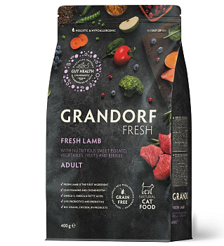GRANDORF Fresh 0,4кг Cat ADULT Lamb&Sweet Potato (ягненок с бататом для кошек) 