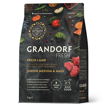 GRANDORF Fresh  3кг DOG JUNIOR MED&MAXI Lamb&Potato (ягненок с бататом для юниоров средн/круп пород)