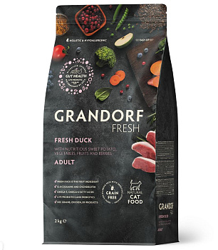 GRANDORF Fresh 2кг Cat ADULT Duck&Sweet Potato (утка с бататом для кошек) 