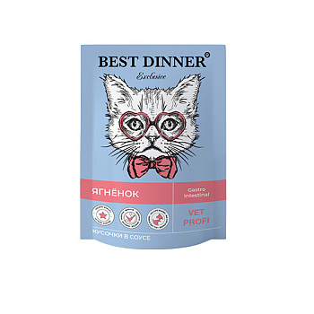 Паучи Best Dinner Exclusive Vet Profi Gastro Intestinal кусочки в cоусе с ягненком 85 г (7444)