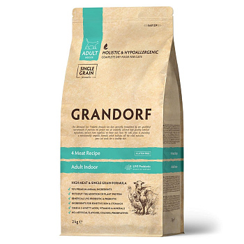 GRANDORF  2кг PROBIOTIC Indoor (4 вида мяса с пробиотиками для домашних кошек) 