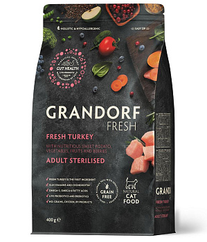 GRANDORF Fresh 0,4кг Cat STERILISED Turkey&Sweet Potato (индейка с бататом д/стерилизованных кошек)