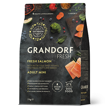 GRANDORF Fresh  3кг Dog Adult MINI Salmon&Potato (филе лосося с бататом для собак мелких пород)