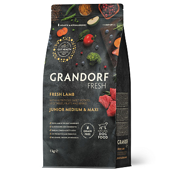GRANDORF Fresh  1кг DOG JUNIOR MED&MAXI Lamb&Potato (ягненок с бататом для юниоров средн/круп пород)