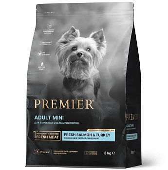 Premier Dog  3кг Salmon&Turkey Adult Mini (свежее филе лосося с индейкой для собак мелких пород) 