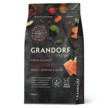 GRANDORF Fresh 10кг Dog Adult MED&MAXI Salmon&Potato (филе лосося с бататом д/собак сред/круп пород)