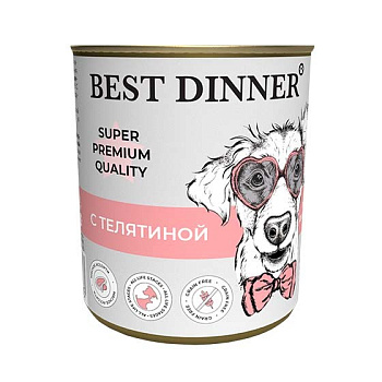 Консервы Best Dinner Super Premium с телятиной д/собак и щенков с 6 мес 340г (7615)