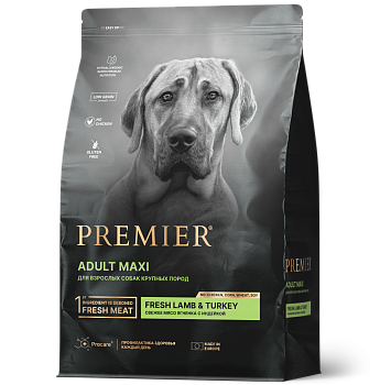 Premier Dog  3кг Lamb&Turkey Adult Maxi (свежее мясо ягненка с индейкой для собак крупных пород) 