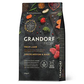 GRANDORF Fresh 10кг DOG JUNIOR MED&MAXI Lamb&Potato (ягненок с бататом для юниоров средн/круп пород)