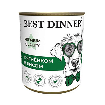 Консервы Best Dinner Premium Quality Меню №5 С ягненком и рисом д/собак и щенков с 6 м 340г (7611)