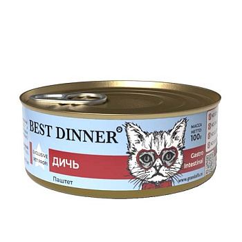 Консервы  Best Dinner Exclusive Vet Profi Gastro Intestinal Дичь для кошек 100г (7568)