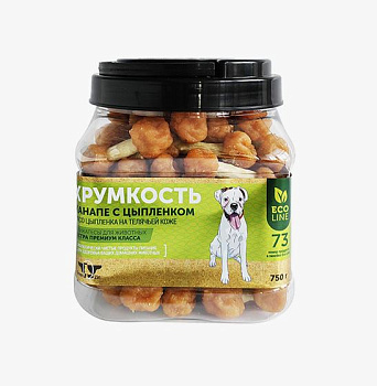 GreenQzin ХРУМКОСТЬ  мясо цыпленка на телячей коже 750 гр *6