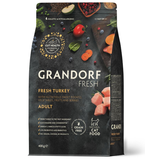 GRANDORF Fresh 0,4кг Cat ADULT Turkey&Sweet Potato (Свежее мясо индейки с бататом для кошек) GRANDORF Fresh 0,4кг Cat ADULT Turkey&Sweet Potato (Свежее мясо индейки с бататом для кошек)