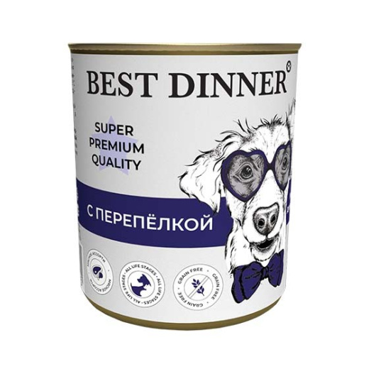 Консервы  Best Dinner с перепелкой д/собак и щенков с 6 мес 340г (7620)