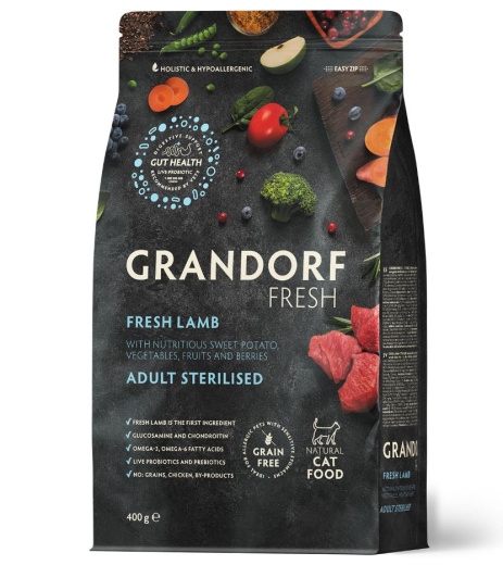GRANDORF Fresh 0,4кг Cat STERILISED Lamb&Sweet Potato (Свежее мясо ягненка с бататом д/стерил.кошек) GRANDORF Fresh 0,4кг Cat STERILISED Lamb&Sweet Potato (Свежее мясо ягненка с бататом д/стерил.кошек)