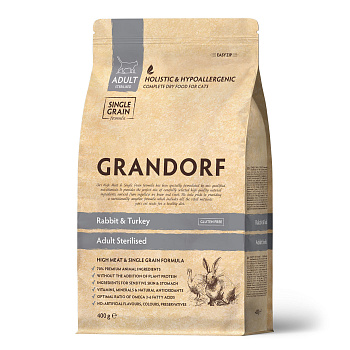 GRANDORF  0,4кг CAT Rabbit&Turkey STERILISED  (кролик с индейкой для стерилизованных кошек) 