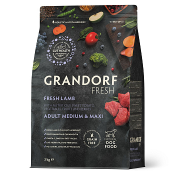 GRANDORF Fresh  3кг Dog Adult MED&MAXI Lamb&Potato (ягненок с бататом для собак средн/крупн пород)
