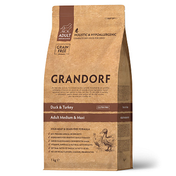 GRANDORF  1кг Duck&Turkey MED&MAXI (утка с индейкой для собак средних и крупных пород) 