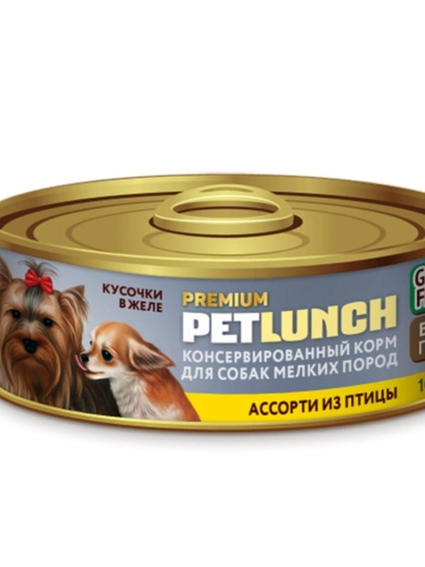 Petlunch 100г д/с ассорти из птицы, кусочки в желе (крышка ключ)